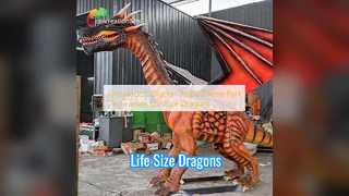 Décorations de parc à thème d'accessoires de dragon grandeur nature