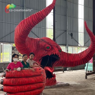 Un bon prix. Décoration extérieure de parc d'attractions d'animatronique faite sur commande rouge de monstre en ligne
