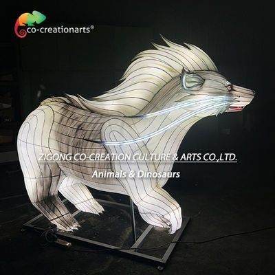 Acheter Sculpture de lanterne futuriste en blaireau blanc avec crête en crête de mohawk LED et queue de dragon fabrication en ligne