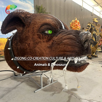 Tête de chien squelettique animatronique : Mécanisme de pulvérisation de fumée et affichage d'œil vertoyant