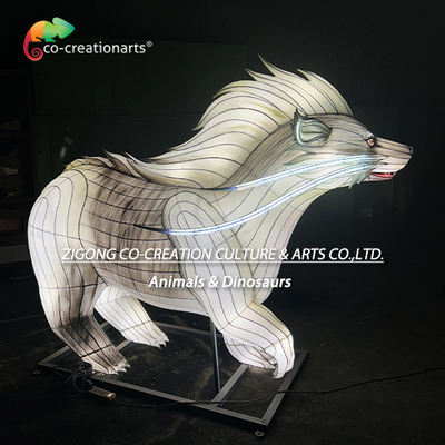 Un bon prix. Sculpture de lanterne futuriste en blaireau blanc avec crête en crête de mohawk LED et queue de dragon en ligne